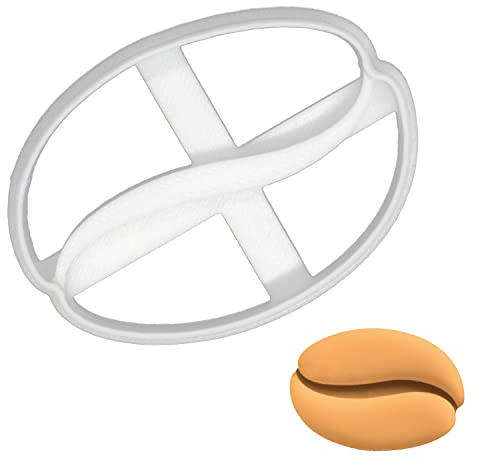 BAKERLOGY Coffee Bean Cookie Cutter - Detailed Biscuit Cutter Design for Baking and Crafts, Ideal on Fondant, Dough, Clay