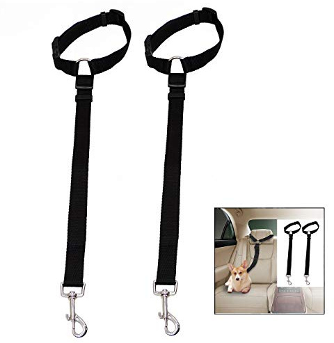 iPobie Lot de 2 Harnais Voiture pour Chiens, Ceinture de Sécurité pour Chien Voiture Sangle Réglable Ceinture, Ceinture Chien Voiture pour Tout Type de Voiture pour Tous Les Chiens et Chats