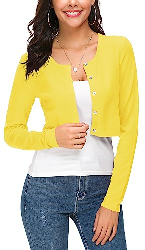 EEVASS Donna Elegante Maniche Lunghe Breve Coprispalle Bottoniera Girocollo Maglia Cardigan