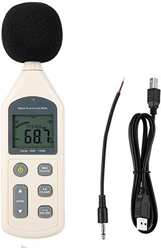 30-130dBA Digital Sound Level Meter,Portable Sound Meter Data Logger Decibel Noise Meter Tester for Factories Schools,Max Hold Sound Measure