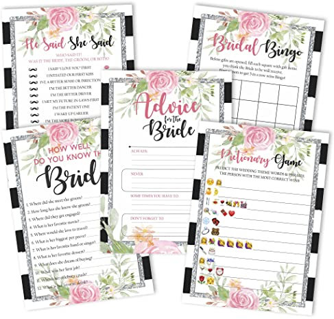 Inkdotpot Blumen Theme Junggesellinnenparty Spiele Eingestellt 5Er Bündel (Aktivitäten Für 50 Gäste) Spaß Brautdusche Spiele Eingestellt