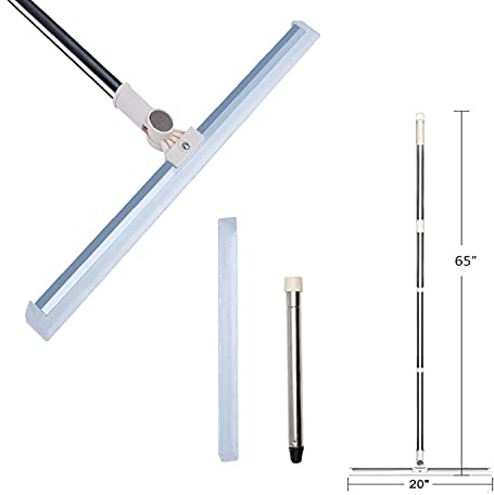 Escobilla de Goma de Silicona con Mango Largo de 65 Pulgadas para Limpieza de Ventanas, Ducha, escobilla de Goma combinada con Barra Extensible telescópica Ajustable de Acero Inoxidable Limpiador de