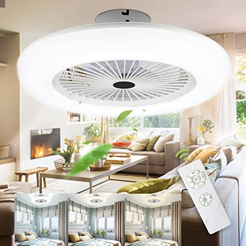 SWANEW 80W Ventilador de Techo con Iluminación y Mando a Distancia, Luz LED Velocidad Del Viento Ajustable con 3 Temperaturas de Color (3000-6500K), Luz Del Ventilador con Temporizador