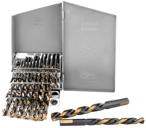 Stark USA 29-Pieces Jobber Drill Bit Left Hand Set M2 HSS Tri-Flat Shank Twist Reverse Drill Bits Black/Gold from 5/32 to 1/2 inches Index Case