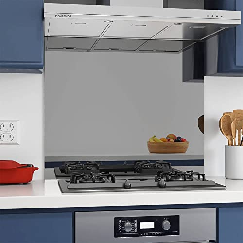 Home Supplies 6mm Grey Tempered Glass Mirror Splashback for Kitchen, Toughened Glass Mirror Heat Resistant Splashbacks for Cookers (60X70)