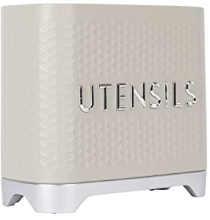 KitchenCraft Lovello Textured Kitchen Utensil Holder, 19 x 9 x 18cm – Latte Cream
