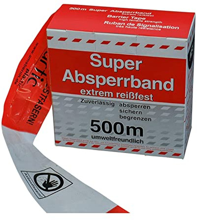 Absperrband PE, ASBEST, rot-weiß, Rolle