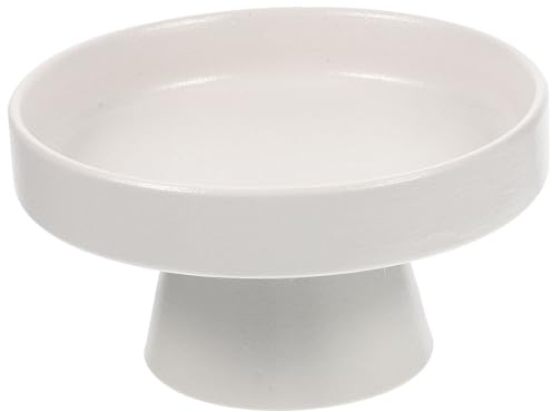 DOITOOL Round Tray Ceramic Footed Bowl Decorative Pedestal Bowl Fruit Fruit Tray Dessert Display Stand Serving Dishes for Home Kitchen Centerpiece Table Decor White Cupcake Toppers