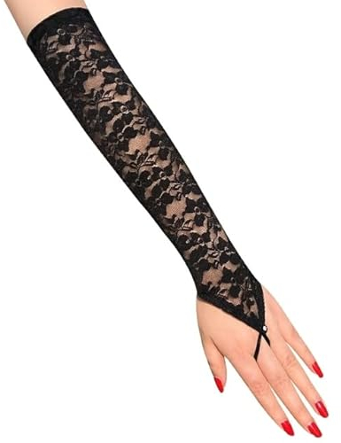 VITAU Frauen Fingerlose Brauthandschuhe Langer Stil Strass Weiß Spitze Fäustlinge Weiß Schwarz Rot Hochzeitsaccessoires