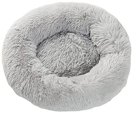 Zoomlie Runde Hundehütte aus Plüsch, Tiefschlafmatte, Winter, warmes Hundebett, Katzenbett, waschbar, Katzennest, Anti-Angst, Hundebett (70 cm, Grau 1)