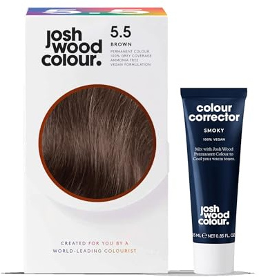 Josh Wood Permanent Color 5.5 und Smoky Brunette Farbkorrektor 4 bis 6 Bündel – Auffällige permanente Farbe mit Glanzkomplex, 100% Grauabdeckung, Ammoniakfrei, haarschonende Inhaltsstoffe
