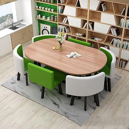 EYEWEB Esszimmergruppe Konferenztisch Leicht Esstisch und 6 Tisch Besprechungstisch Meetingtisch for Küche, Konferenzraum, Büro, Arbeitszimmer (Color : Green 1)