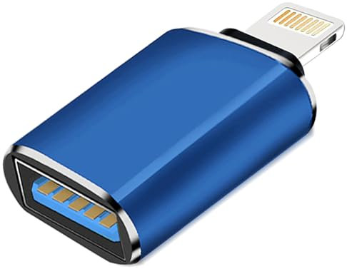 Lightning to USB Camera Adapter, Apple MFi Certified USB OTG Cable Converter for iPhone 14 13 12 11 Pro Max XS XR X 8 iPad, Support Connect Camera, Card Reader, USB Flash Drive, MIDI Keyboard (Blue)