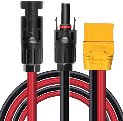 ZkeeShop Solarstecker auf XT90 kabel 10AWG Solarladekabel XT90 Verlängerungskabel Kompatibel für Bluetti Powerstation 150CM (XT90 Weiblich)