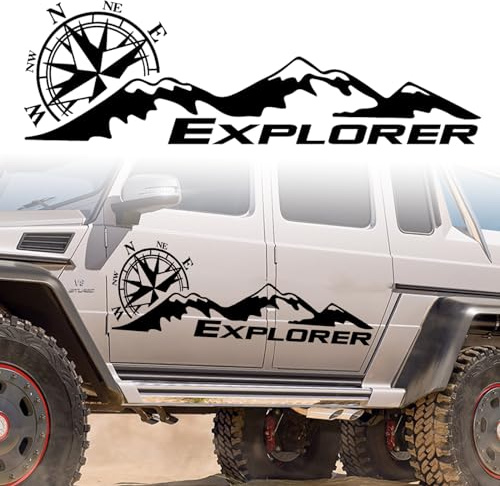 Montagne Boussole Autocollant pour Capot de Voiture, Auto Graphique Vinyle Decal Décoration Automatique pour Coffre de Porte Latérale Carrosserie de Véhicule VR Tout-terrain SUV