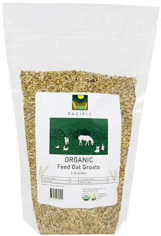 PACIFIC Organic Petfood Organic Feed Oat Groats - Oat Groats for Birds | Rich with Fiber & Minerals | USDA and CCOF Certified | Packed in USA | 2Lbs