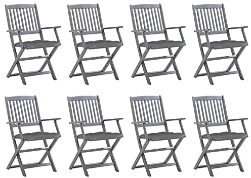BaraSh Klappbare Gartenstühle 8 STK. mit Kissen Massivholz Akazie Balkon StüHle Regiestuhl