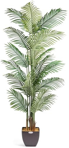 CHRISTOW Artificial Areca Palm Tree In Pot, 6ft | Natural Coco-Wrapped Stems, Large Fanning Leaves, Weighted Pot, Indoor Decoration, Ideal for Homes & Offices