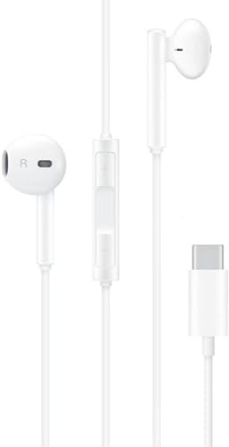 Headset für Original Huawei P30, P30 Pro, New Edition, P20, P20 Pro CM33 in Weiss Kopfhörer Ohrhörer geformt Head-Set USB-C TYP-C Stereo Sound