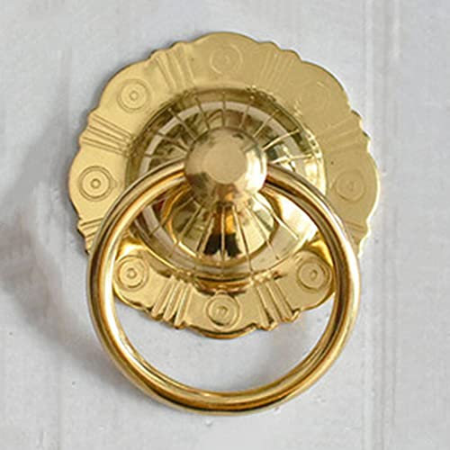 Vintage knocker copper handle，Courtyard door handle, Retro Flower-Shaped Brass Door Handle for Wooden Cabinet Door Decor，Bronze Thickened Door Knocker for Front Door Courtyard Gate/Brass ( Color : Bra