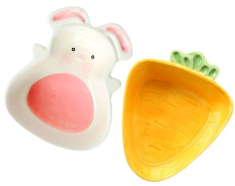 Cabilock 2st Kaninchenschale Kleiner Tiernapf Ostern-süßigkeitsgericht Sushi-tablett Vorspeisenteller Probierschalen Karottenschalen Karottenförmiger Teller Salat Baby Keramik Servierteller