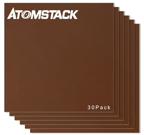 ATOMSTACK 30 Stück Laser doppelseitiges braunes MDF-Sperrholz, Dicke 3 mm, 300 * 300 mm, für Gravur, Malerei, Dekoration Lasergravur und Schneiden