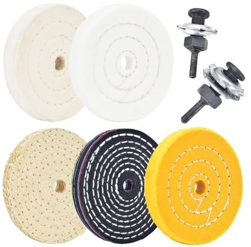 ANBOO 5 discos de pulido con 2 juegos de varilla, pulidor, disco de pulido, almohadilla de pulido con agujero de portabrocas de 6 mm para metal, madera, piedra