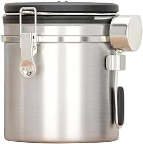 WOZLO Recipiente Hermético Sellado al Vacío， Botes de café de Acero Inoxidable, tarros de Almacenamiento herméticos con Fecha, Bote Cafe hermetico Apto para Granos de café, Hojas de té, Cereales, etc