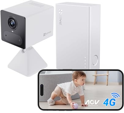 EZVIZ 4G LTE Indoor Security Camera, 2K, Baby Monitor, No Wi-Fi, CB2 4G Kit | No Wi-Fi,4G LTE Camera,5,200mAh Battery Life,2K Baby Pet Monitor,Human Detection,AOV Time-Lapse,Magnetic Mount