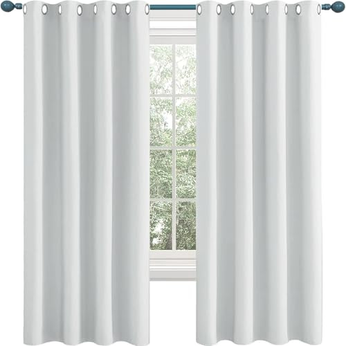 Thermovorhang mit Ösen 90 x 200 cm Thermo Vorhang Kälteschutz Blackout 2 Stücke Gardinen mit Ösen 2Er Set für Schlafzimmer Wohnzimmer, Weiß