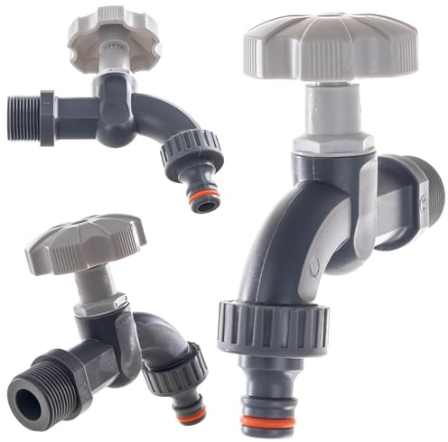 KADAX Grifo de agua de plástico de 3/4 pulgadas, grifo de jardín con mango ergonómico y conexión de manguera para exteriores (gris)
