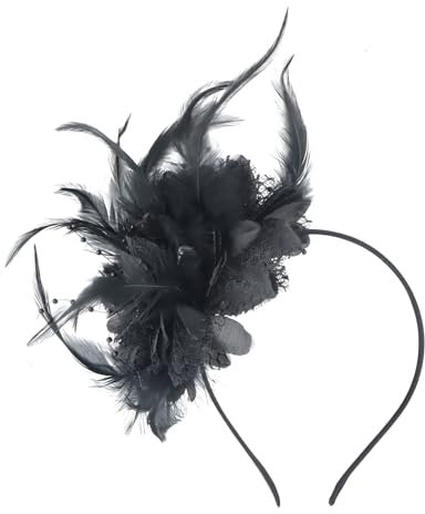 Fascinator Hüte für Damen Retro Schleier Hut Elegant Feder Mesh Tea Party Stirnband Brautschleier Hochzeit Kopfbedeckung für Kirche Hochzeit (DE/NL/SE/PL, Alphanumerisch, Einheitsgröße, Schwarz)