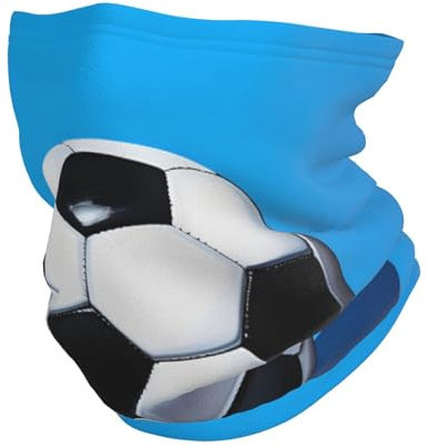 Winter-Halswärmer, elastisches Stirnband, verstellbar, blauer Hintergrund, Fußball, Schlauchschal für Damen und Herren, Unisex, Schwarz , Einheitsgröße