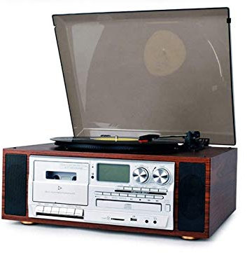 CAFIEDR Gramophone, Tourne-Disque, Valise Bluetooth pour Disque Vinyle, Platine Vinyle 3 Vitesses et Radio CD Cassette Audio
