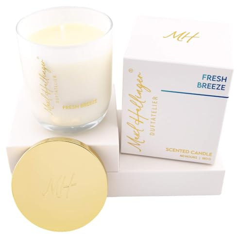 Hallingers Genuss Manufaktur Duftkerze Geschenk - 40h Raumduft Sojawachs-Kerze im Glas Maxl Hallinger in Geschenkbox Fresh Breeze Fresh Breeze, Geschenkidee für Männer Freund