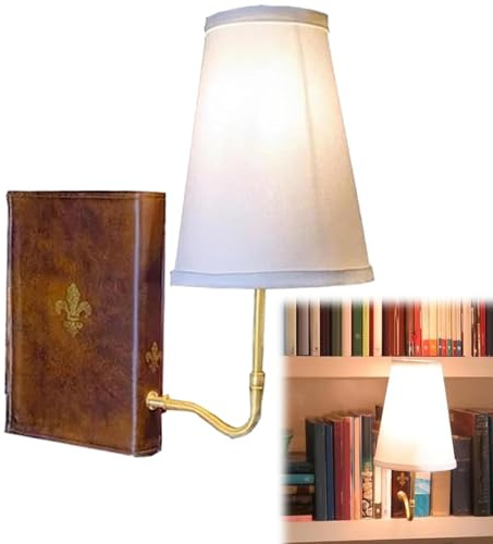Literatur Buchlampe, Vintage Buch Design Tischlampe, Vintage Bücherregal Lampe mit Leinenschirm, Einzigartige Dekorative Regallampe für Bücherregal oder Wohnzimmer