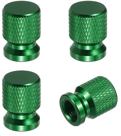 PATIKIL Cappucci Valvola Gomma in Alluminio Verde Universali 4pz | Cappucci Valvola Gomma, per Auto Bici SUV Veicoli, con Anello in Gomma O Universali
