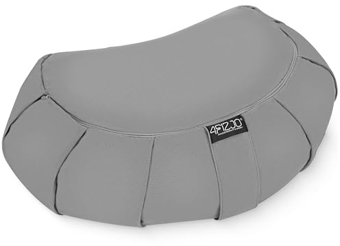 4FIZJO Halbmond Yogakissen mit Buchweizenschalen, Meditationskissen, Natürliche Füllung, Sitzkissen Perfekt für bequemes Yoga, Meditation, Achtsamkeit | 40x30x12 cm | Grau