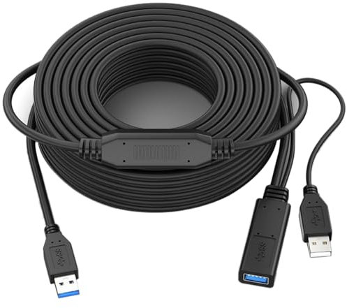 Qusedwey USB 3.0 Extension Cable Male to Female Active Extension Cable USB Repeater with Signal Booster 49.2 Feet/15 Meter, Easy to Use