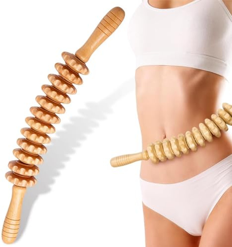 YILINNA Wood Therapy Massage Tools 12 Roller Wooden Massage Roller Massage Stick Lymphatic Drainage Massager Cellulite Massager Roller Relax Tight Muscles for Body