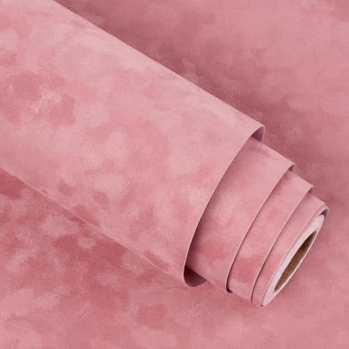 Stickyart Tapete Selbstklebend Samtstoff Korallenrosa 30cmX200cm Klebefolie Möbel Vintage Samttapeten Wandtapete Luxus Tapeten Schlafzimmer Dekorfolie Möbel Wohnzimmer Schrankaufkleber Schlafzimmer