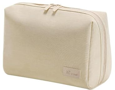 Kulturbeutel Damen Schminktasche Kosmetiktasche Make up Tasche Travel Cosmetic Organizer für Frauen Mädchen(Groß,Beige)