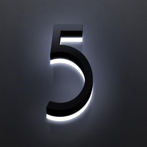 Aniaoie Numeri Civici Retroilluminati A LED, Targhette Luminose Per Indirizzi Moderni Da Esterno, Numeri Civici Illuminati, Resistenti Alle Intemperie, Giorno E Notte, Nero
