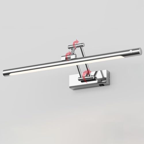LOGT LED Spiegellampe Bad 60CM Drehbar Badlampe Wand Lampe Dimmbar Bewegungsmelder Wanleuchte Schwenkbar Sensor Spiegelleuchte Innen 3000K/4500K/6000K Lange Wandbeleuchtung Metall,Chrome