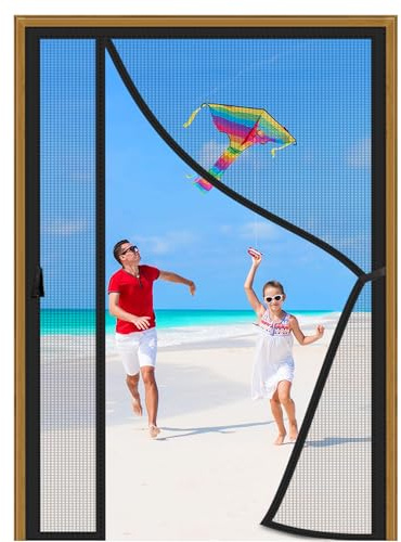 Moustiquaire Fenetre 240x210cm Noir Ouverture Latérale Moustiquaire Baie Vitree Coulissante Avec Aimants Puissants et Bande Magique pour Porte Exterieur Terrasse