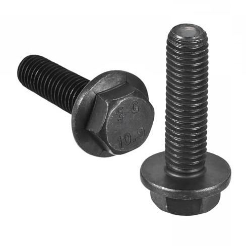 TA-VIGOR 3Pcs M10 x 35mm Hex Flange Bolts, 10.9 Grade Carbon Steel Hex Head Screws, Flanged Hexagon Bolts for Construction, Machine Tools, and DIY Projects Black