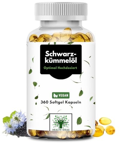 Schwarzkümmelöl Kapseln – Nigella sativa mit Oreganoöl, Kurkuma & Vitamin E – 1000 mg pro Tagesdosis – 360 Kapseln für 6 Monate – Kaltgepresst, Naturrein & Laborgeprüft – Hochdosiert