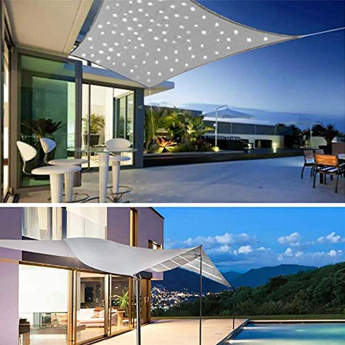 Rechteckiges Sonnensegel, mit LED-Lichtern, wasserdicht, 95 % UV-Schutz, Polyester-Oxford-Gewebe, Baldachin für Außenbereich, Terrasse, Balkon und Garten, 3 x 4 m