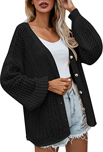 Cardigan Femme Chic Et Elegant Long Gilet Laine Oversize Manteau Grande Taille Hiver Veste De Noel Longue en Bouclette Courte Noir Vert Chaud Rouge Pulls, Gilets Sweats Grosse Maille