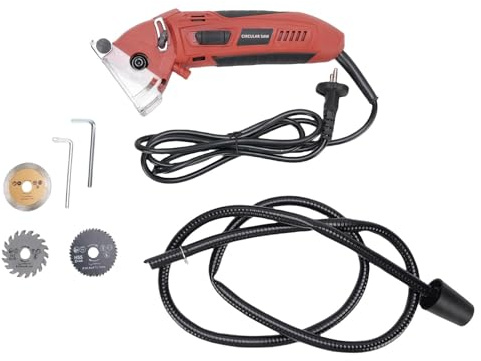 Fafeicy 400W Mini Sierra Circular, Cortador de Metal Eléctrico con Cable de Profundidad de Corte Ajustable de 0-12 Mm para Espacios Ajustados y Proyectos Detallados de Bricolaje